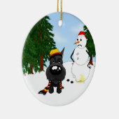 Schnauzer-Winter-Szene Keramik Ornament (Rechts)