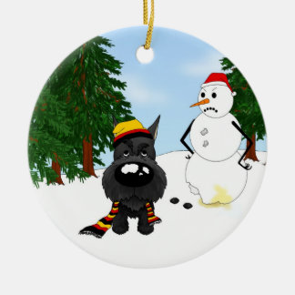 Schnauzer-Winter-Szene Keramik Ornament