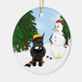 Schnauzer-Winter-Szene Keramik Ornament (Links)