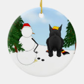 Schnauzer-Winter-Szene Keramik Ornament (Hinten)