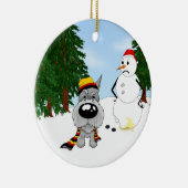 Schnauzer-Winter-Szene Keramikornament (Rechts)