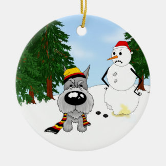 Schnauzer-Winter-Szene Keramikornament