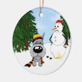 Schnauzer-Winter-Szene Keramikornament (Links)