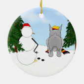 Schnauzer-Winter-Szene Keramikornament (Hinten)