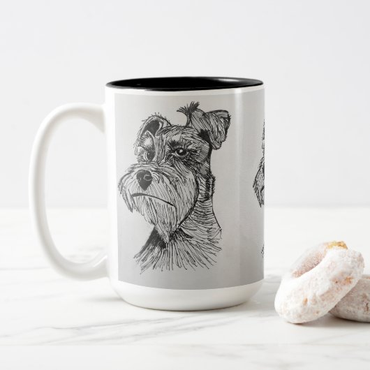 Schnauzer Zweifarbige Tasse (Mit Donut)