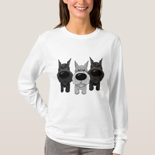 Schnauzers - Nasen-und Hintern-Ansicht T-Shirt (Vorderseite)