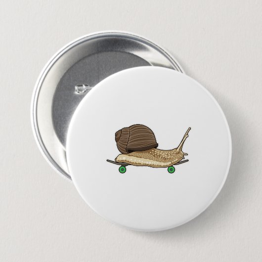 Schnecke als Skater mit Skateboard Button (Vorne & Hinten)