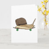 Schnecke als Skater mit Skateboard Karte (Gelbe Blume)