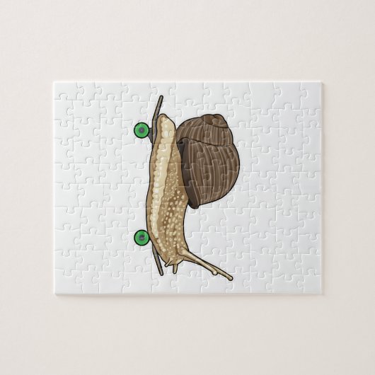 Schnecke als Skater mit Skateboard Puzzle (Horizontal)