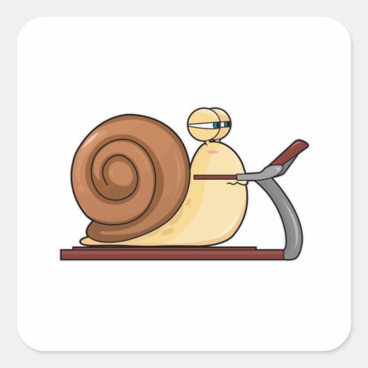 Schnecke am Joggen auf Treadmill Quadratischer Aufkleber (Vorderseite)