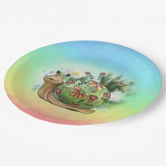 Schnecke am Teich  Pappteller (Schrägansicht)