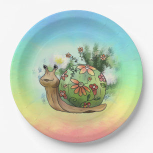 Schnecke am Teich Pappteller