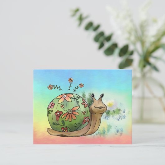 Schnecke am Teich Postkarte (Stehend Vorderseite)