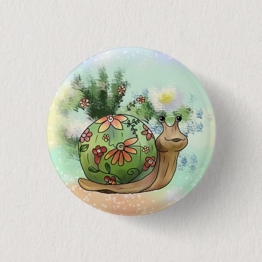 Schnecke am Teich Postkarte Button (Vorderseite)