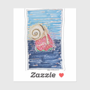 Schnecke auf der Erdbeere Aufkleber