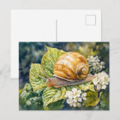 Schnecke auf Dogwood Buschwasserfarbe malen Postkarte (Vorne/Hinten)