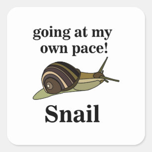 Schnecke, die in meinem eigenen Tempo geht, lustig Quadratischer Aufkleber