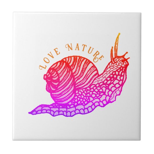 Schnecke im grafischen Stil Fliese (Vorderseite)