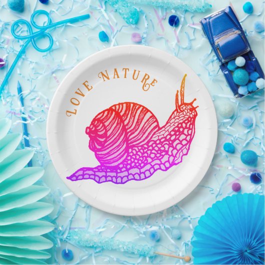 Schnecke im grafischen Stil Pappteller (Party)