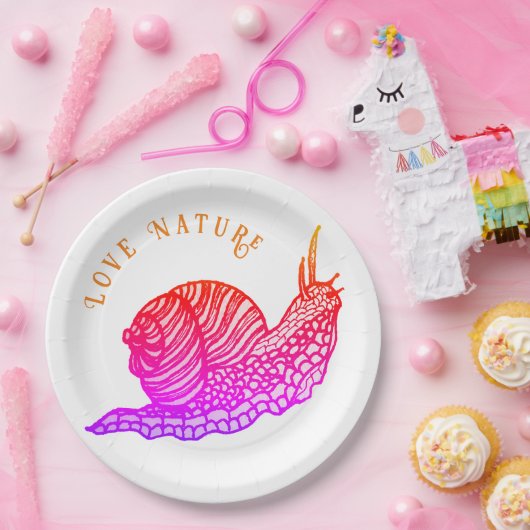 Schnecke im grafischen Stil Pappteller (Party)