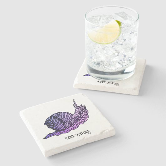 Schnecke im grafischen Stil Steinuntersetzer (Seitenansicht)