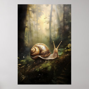 Schnecke im Herbstwald-Druck, Moosfarn-Wald Poster