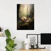 Schnecke im Herbstwald-Druck, Moosfarn-Wald Poster (Heimbüro)
