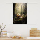 Schnecke im Herbstwald-Druck, Moosfarn-Wald Poster (Küche)