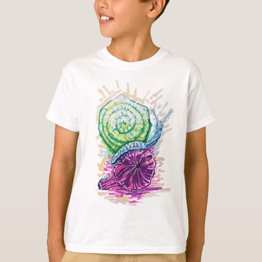Schnecke in der Fig bunt T-Shirt (Vorderseite)