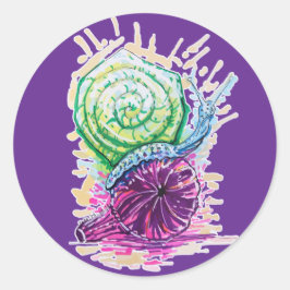 Schnecke in der Fig Runder Aufkleber