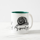 Schnecke ist mein Geistentier für langsame Mitarbe Zweifarbige Tasse (VorderseiteRechts)