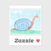 Schnecke mit blauem Gehäuse Aufkleber (Blatt)