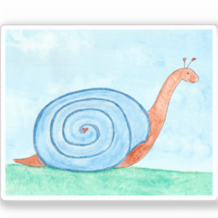 Schnecke mit blauem Gehäuse Aufkleber
