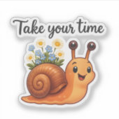 Schnecke mit Blume Aufkleber (Vorderseite)