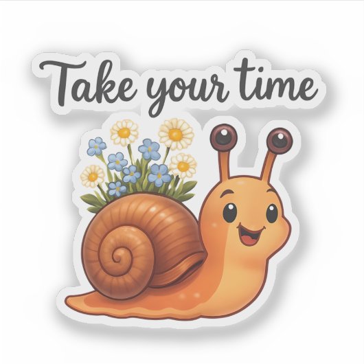 Schnecke mit Blume Aufkleber (Vorderseite)