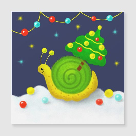 Schnecke mit Christbaum Magnetkarte (Vorderseite)