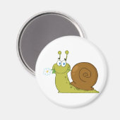 Schnecke mit einer Blume im Mund Magnet (Vorderseite/Rückseite)