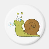 Schnecke mit einer Blume im Mund Magnet (Vorne)