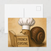 Schnecke mit französischem Kochbuch Postkarte (Vorne/Hinten)