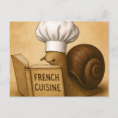 Schnecke mit französischem Kochbuch Postkarte (Vorderseite)