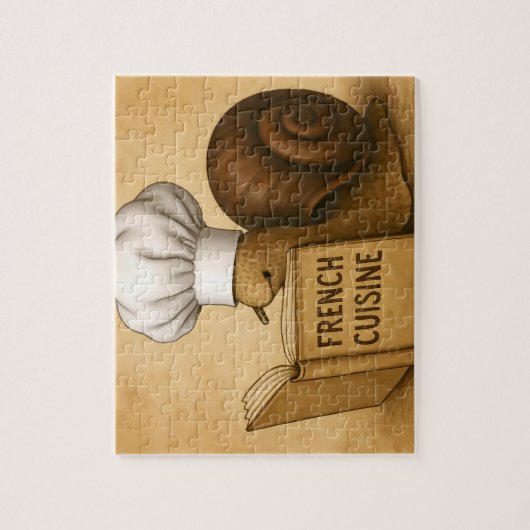 Schnecke mit französischem Kochbuch Puzzle (Vertikal)