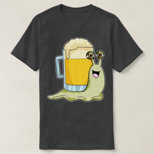 Schnecke mit Glas Bier T-Shirt (Design vorne)