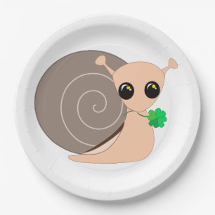 Schnecke mit Kleber Papier Teller Lucky