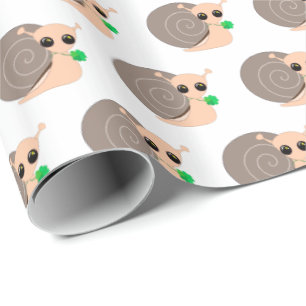Schnecke mit Kleeblattpapier Lucky Geschenkpapier