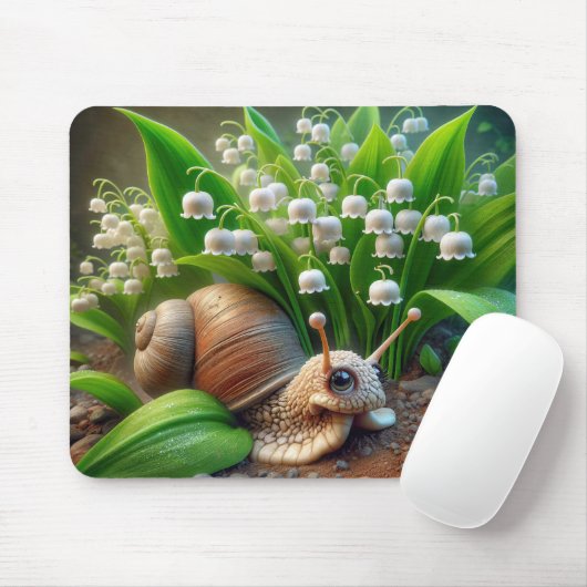 Schnecke mit Lily der Blume des Tals Mousepad (Mit Mouse)