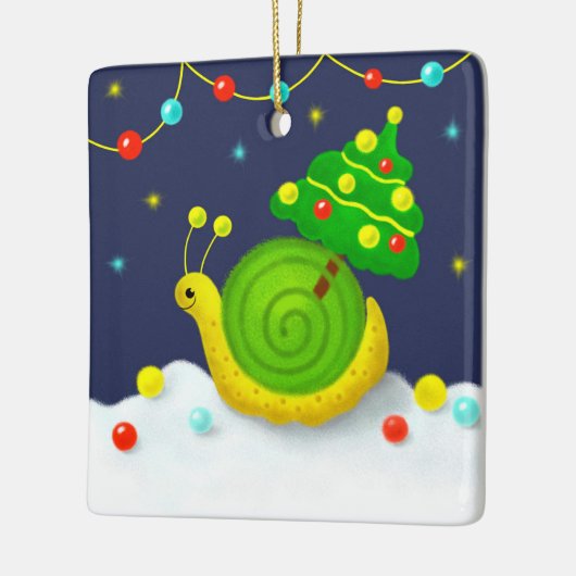 Schnecke mit Weihnachtsbaum Keramikornament (Links)