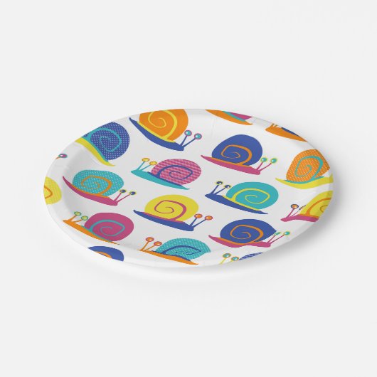 Schnecke-Party-Muster Pappteller (Schrägansicht)