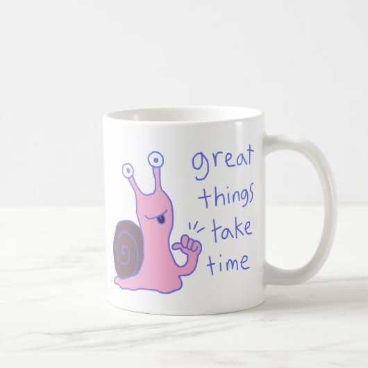 Schnecke Rosa Große Dinge Brauchen Zeit Motivation Kaffeetasse (Rechts)
