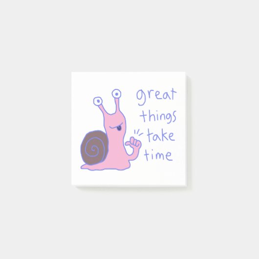 Schnecke Rosa Große Dinge Brauchen Zeit Motivation Post-it Klebezettel (Vorderseite)