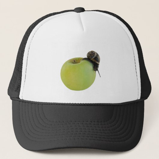 Schnecke und Apfel Truckerkappe (Vorderseite)